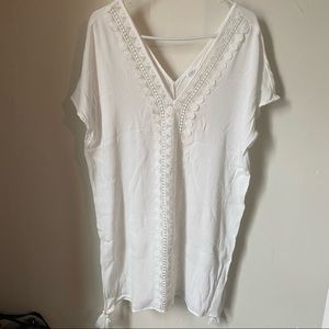 White swimsuit cover